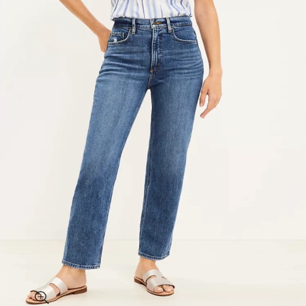 Loft The 90s Straight Jean Curvy High Rise Vintage Wash Size Size 6/28